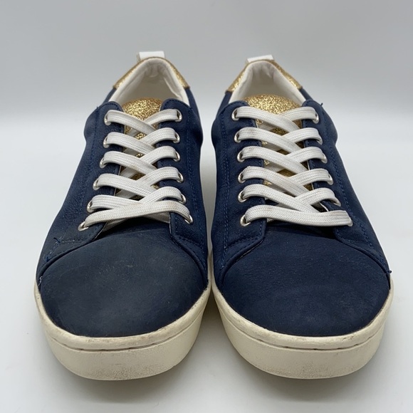 Fly London Maco Blue Suede & Gold Glitter Low Top Sneakers - fits like an 8.5-9 - Picture 2 of 8
